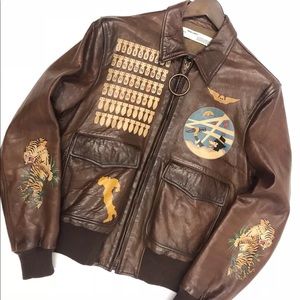 OFF-WHITE Missile Brown Leather BikerJacket $2,716